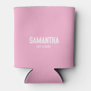 Latas enfriador de lata con monograma inicial rosa claro