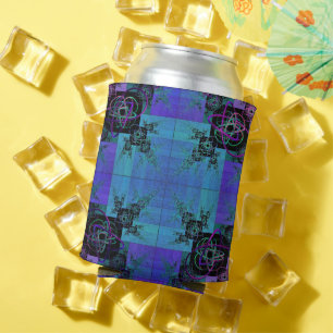 Latas Enfriador de Lata de Alegría Fractal Aqua y Lila