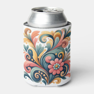 Latas Enfriador de Lata de Arte Folclórico Floral Colori