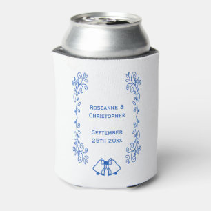 Latas Enfriador de Lata de Boda Azul Zafiro Campanas Fil