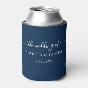 Latas Enfriador de lata de boda con letra cursiva modern