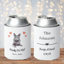 Latas Enfriador de lata de boda de gato personalizado