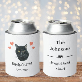 Latas Enfriador de Lata de Boda de Mascota Gato Negro Pe