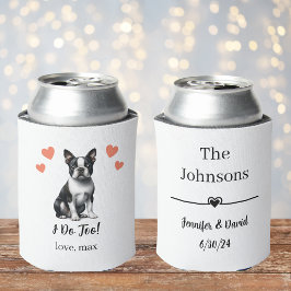 Latas Enfriador de Lata de Boda de Perro Boston Terrier 