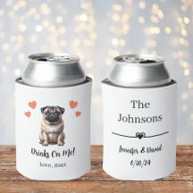 Enfriador de Lata de Boda de Perro Pug