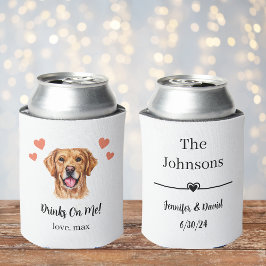 Latas Enfriador de Lata de Boda de Perro Retriever Dorad
