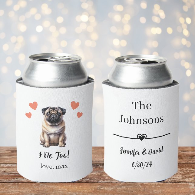 Latas Enfriador de Lata de Bodas de Perro Pug (Subido por el creador)