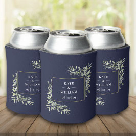 Latas Enfriador de Lata de Bodas Verde con Fondo Azul Ma