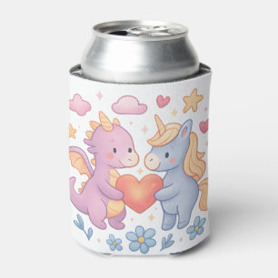 Latas Enfriador de lata de corazón de dragón y unicornio