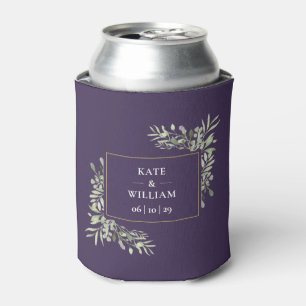 Latas Enfriador de lata de follaje verde para boda púrpu
