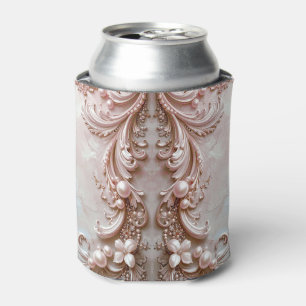 Latas Enfriador de Lata de Perla Ornata Rosa y Floral