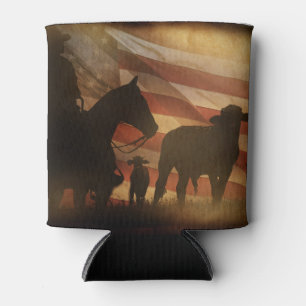 Latas Enfriador de Lata de Vaquero y Bandera Americana D