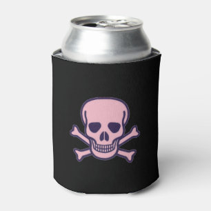 Latas Enfriador de lata negro Pink Skull 2 caras