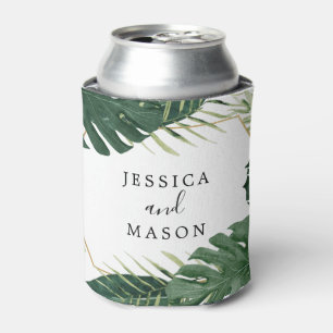 Latas Enfriador de Lata para Boda Tropical Monstera