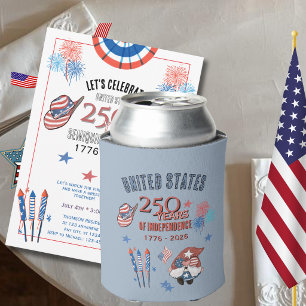 Latas Enfriador de Lata Patriótico Gnomo del 250 Anivers