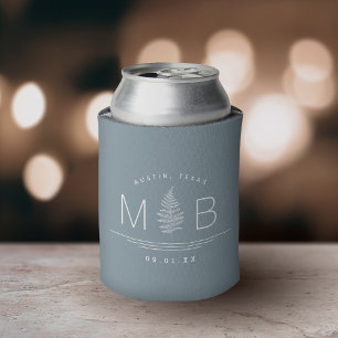 Latas Monograma de boda de helecho   Enfriador de lata a