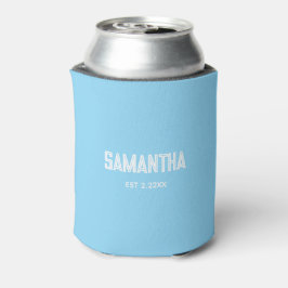 Latas Monograma de nombre azul bebé y blanco Enfriador