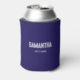 Latas Monograma de nombre azul oscuro y blanco Enfriador