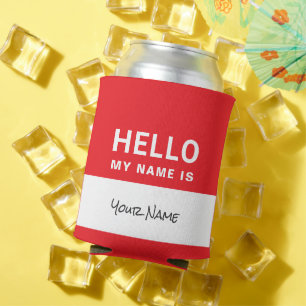 Latas Rojo Hola mi nombre es Enfriador de lata persona