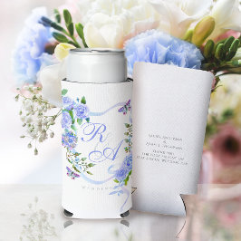 Latas Slim Cinta de Rosa Azul Monograma Enfriador de Lata