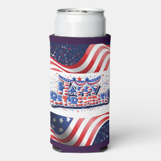 Latas Slim Enfriador de Lata de Jubilación Patriótica Feliz