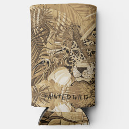 Latas Slim Enfriador de Lata de Leopardo Sepia Salvaje 