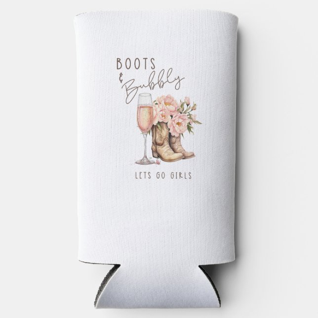 Latas Slim Enfriador de Lata de Seltzer con Botas y Burbujas (Anverso)