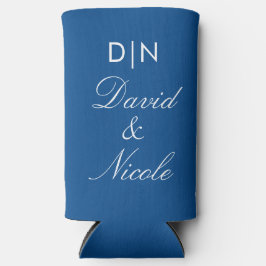Latas Slim Enfriador de Lata de Texto Personalizado Azul