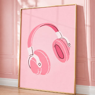 Latidos pastel: impresión de auriculares rosados