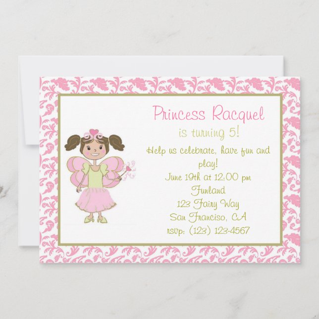 Latina Fairy Princess Invitación (Anverso)