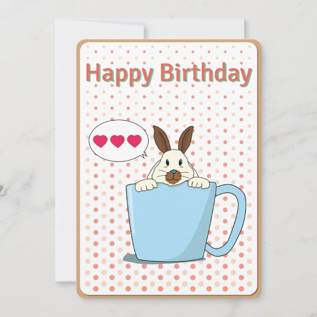 Latte bunny tarjeta de cumpleaños feliz (Anverso)