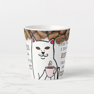 Latte Gato gracioso con café y taza de palabras
