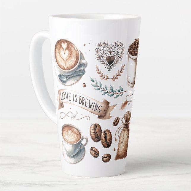 Latte Gran Taza De Café El Amor Está En Ebullición (Ángulo izquierdo)