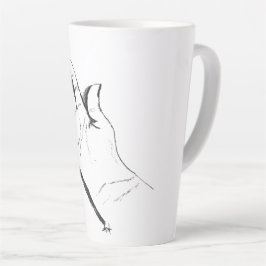 Latte mano en blanco y negro en taza de café