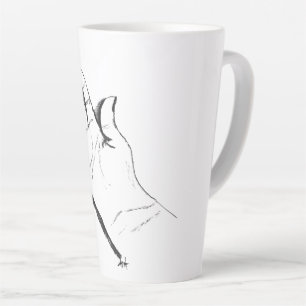 Latte mano en blanco y negro en taza de café