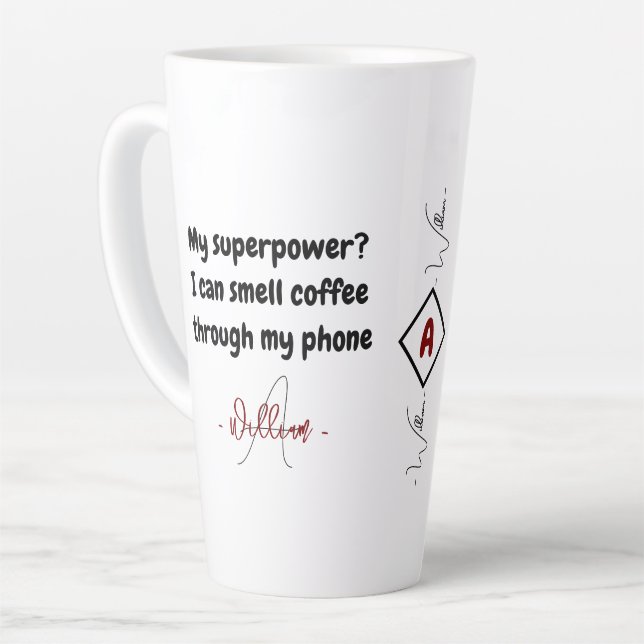 Latte Nombre Personalizado, Gran Taza de Café Espresso | (Ángulo izquierdo)