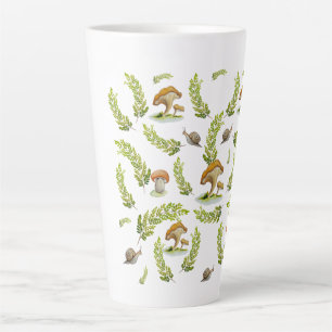 Latte Patrón de hongo cutáneo acuarela taza de café