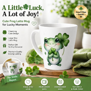 Latte Rana Afortunada Adorable con Taza de Café de Trébo