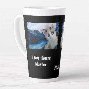 Latte Soy El Gato Amo De La Casa Foto Taza De Café Con L