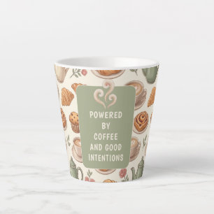Latte Taza de acuarela divertida impulsada por café