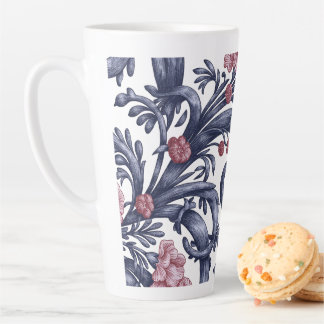 Latte Taza de café Art Nouveau azul rosa