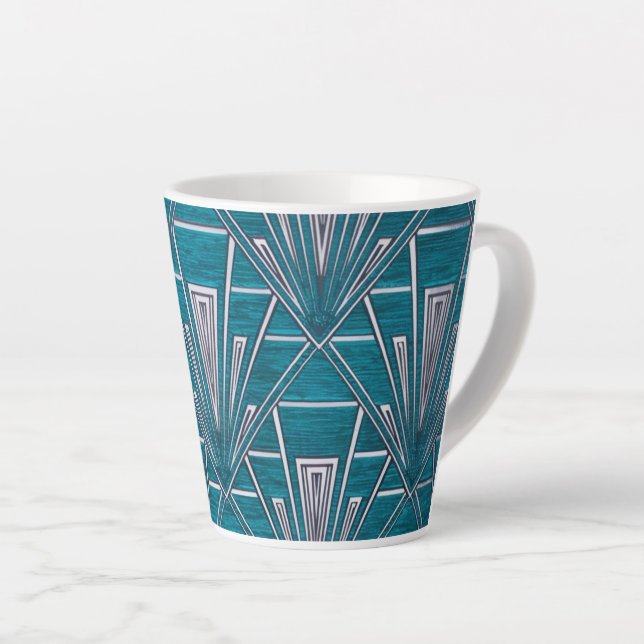 Latte Taza de café azul Art Déco (Ángulo derecho)