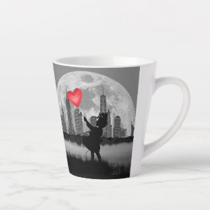 Latte Taza de café Chica de Luna Llena con Globo en Form