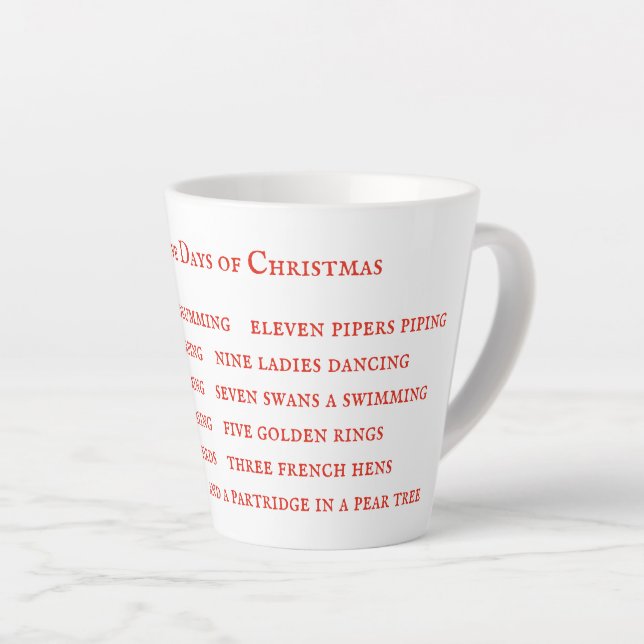 Latte Taza de Café con 12 DÍAS LETRA (Ángulo derecho)