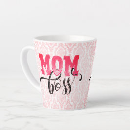 Latte Taza de café con diseño arabesco rosa y MOM BOSS p