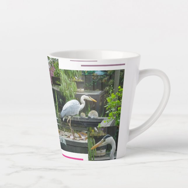 Latte Taza de café con diseño de garza gris (Derecha)