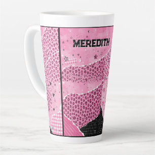 Latte Taza de café con diseño de leopardo rosa personali