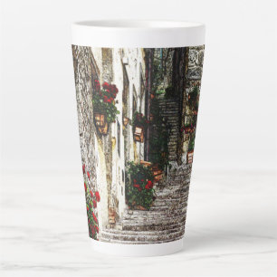 Latte Taza de café con escena de escalera italiana