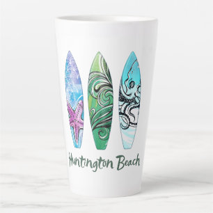 Latte Taza de café con estampado de tablas de surf de ac