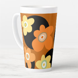 Latte Taza de café con estampado floral marrón